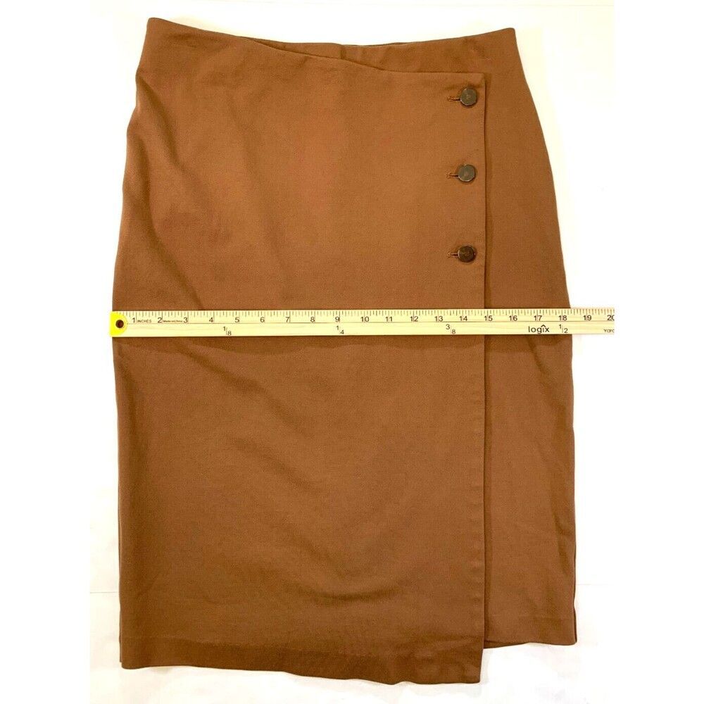 Rachel Zoe Pencil Skirt Womens S Wrap Knee Midi Stretch Button Office Casual - Picture 6 of 9